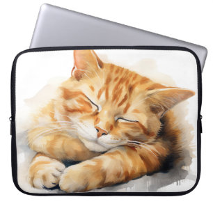 HOUSSE POUR ORDINATEUR PORTABLE JOLIE EAU COULEUR DORMIÈRE ORANGE TABBY CAT