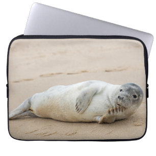 Housse Pour Ordinateur Portable Jolie Pose de phoque sur une plage