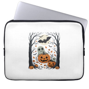 Housse Pour Ordinateur Portable Jolis fantômes d'Halloween et forêt de citrouilles