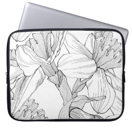 Housse Pour Ordinateur Portable Jonquille ligne fleurs printanières.