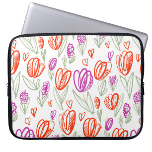 Housse Pour Ordinateur Portable Jouer fleur de tulipe naïve sans couture motif
