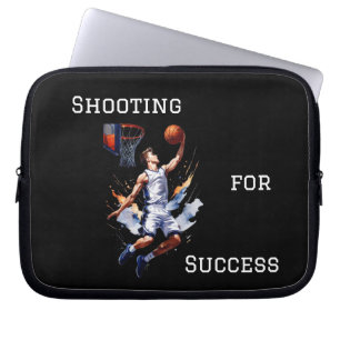 Housse Pour Ordinateur Portable Joueur de basketball tirant des paniers, croquis à