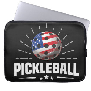 Housse Pour Ordinateur Portable Joueur de pickleball au drapeau américain US