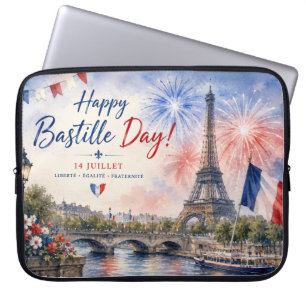 Housse Pour Ordinateur Portable Jour de la Bastille Tour Eiffel Seine feux d'artif