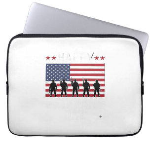 Housse Pour Ordinateur Portable Joyeuse Fête des Vétérans Drapeau Silhouette Vecto