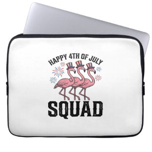 Housse Pour Ordinateur Portable Joyeux 4 juillet Flamingo Squad Vector Design_1