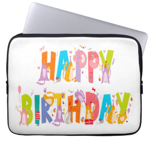 Housse Pour Ordinateur Portable Joyeux anniversaire Funny Amoureux des chats Anniv