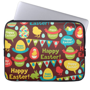 Housse Pour Ordinateur Portable Joyeux jour de Pâques - Lapin Motif Et Oeufs Pâque