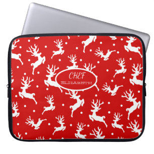 Housse Pour Ordinateur Portable Joyeux Noël Renne Rouge Fêtes