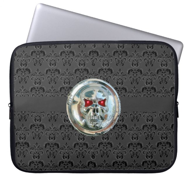 Housse Pour Ordinateur Portable JUMEAU DAMASK gris noir (Devant)