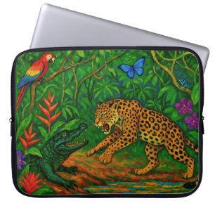 Housse Pour Ordinateur Portable "Jungle Rivals" - Portrait coloré de la faune