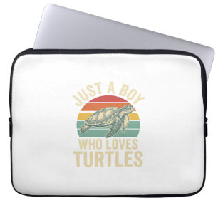 Housse Pour Ordinateur Portable Juste un garçon qui aime les tortues Vintage Turtl