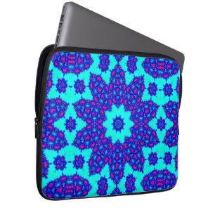 Housse Pour Ordinateur Portable Kaleidoscope bleu magique fleuri