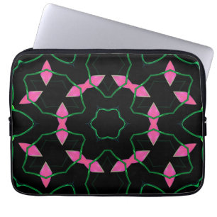 Housse Pour Ordinateur Portable Kaleidoscope Émeraude et Rose
