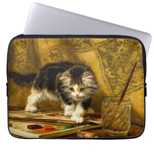 Housse Pour Ordinateur Portable Kitten avec peinture et brosses