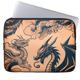 Housse Pour Ordinateur Portable La guerre des dragons Cieux orange