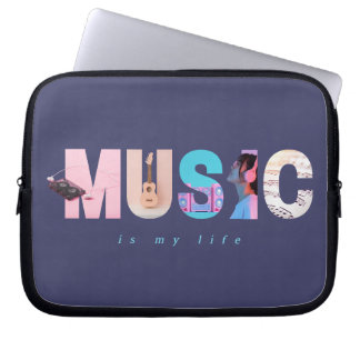 Housse Pour Ordinateur Portable La musique est ma vie Rétro Y2K Tech Joueur Violet