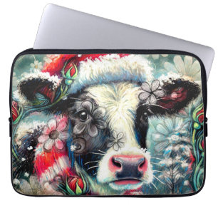 Housse Pour Ordinateur Portable La vache rêve de temps plus chauds Turquoise Rouge