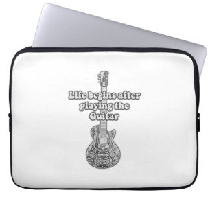 Housse Pour Ordinateur Portable La vie commence après avoir joué de la guitare. no