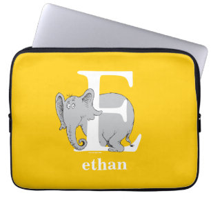 Housse Pour Ordinateur Portable L'ABC de Dr Seuss : Lettre E - Blanc Ajoutez vot