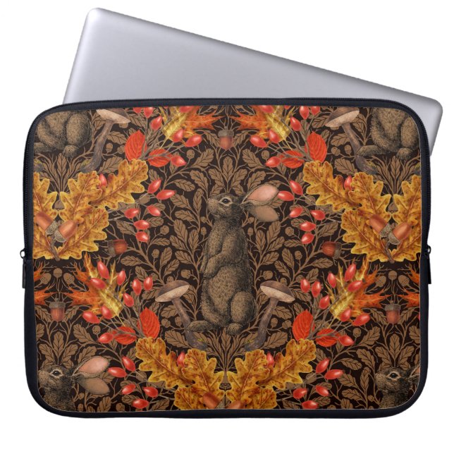 Housse Pour Ordinateur Portable Lapin d'automne sur brun (Devant)