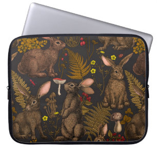Housse Pour Ordinateur Portable Lapin et la flore boisée Manche