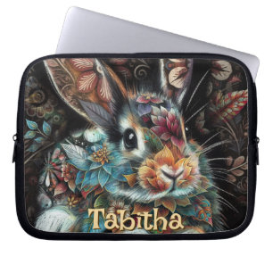 Housse Pour Ordinateur Portable Lapin lapin Whimsical Floral Personnalisé