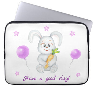 Housse Pour Ordinateur Portable Lapin mignon pour une affiche d'humeur positive