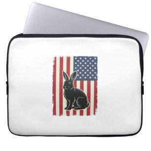 Housse Pour Ordinateur Portable Lapin Patriotique Drapeau Américain Gravure Vintag