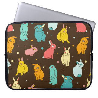 Housse Pour Ordinateur Portable lapins multicolores, différents, lièvres sur un no