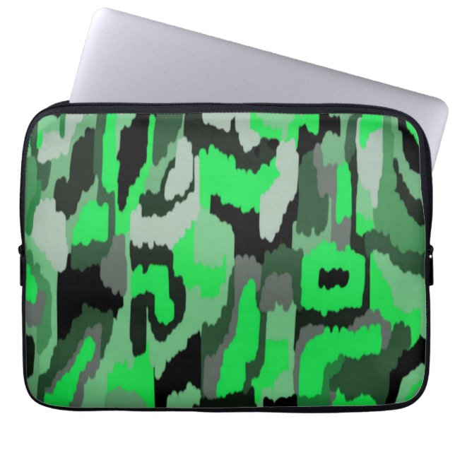 Housse Pour Ordinateur Portable L'art Abstrait vert et noir (Devant)