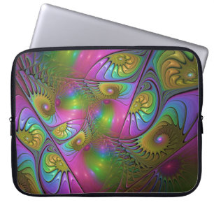 Housse Pour Ordinateur Portable L'Art Fractal Abstrait, Lumineux Et Coloré