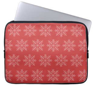 Housse Pour Ordinateur Portable L'art saisonnier des flocons de neige de Noël roug