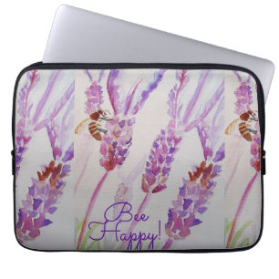 Housse Pour Ordinateur Portable Lavande Bee Happy Herb Aquarelle Flower