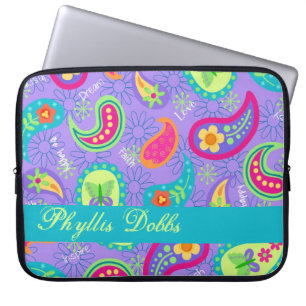 Housse Pour Ordinateur Portable Lavender Turquoise moderne Motif Paisley