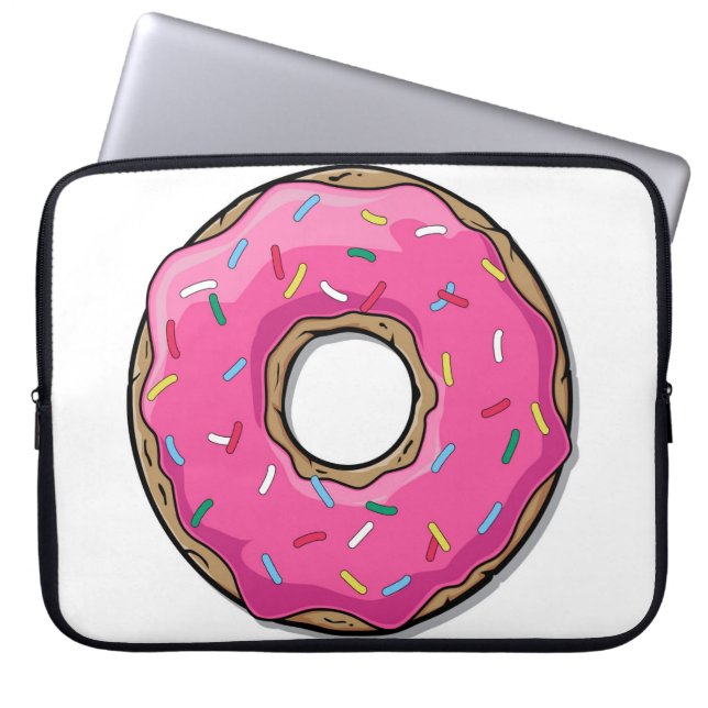 Housse Pour Ordinateur Portable Le beignet rose de bande dessinée avec arrose (Devant)