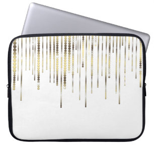 Housse Pour Ordinateur Portable Le blanc et l'or drapent le luxe métallique