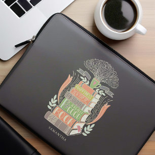 Housse Pour Ordinateur Portable Le bonheur est le café et les livres Personnalisé