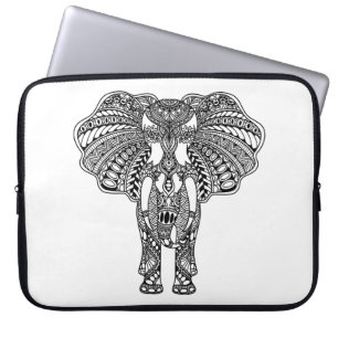 Housse Pour Ordinateur Portable Le henné Mehndi a décoré l'éléphant d'Asie