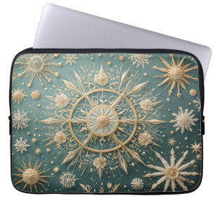 Housse Pour Ordinateur Portable L'Embrace d'or d'hiver : une Serenade de flocon de
