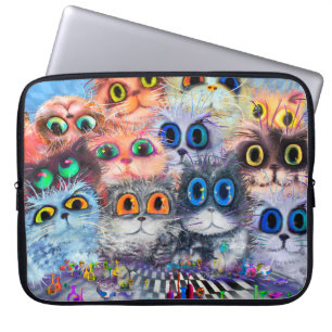 Housse Pour Ordinateur Portable L'ensemble des portraits de chats arrière - plan a