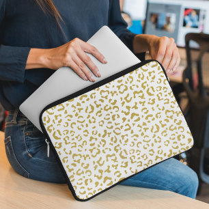 Housse Pour Ordinateur Portable Leopard d'or, Parties scintillant d'or, Empreinte