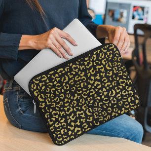Housse Pour Ordinateur Portable Leopard d'or, Parties scintillant d'or, Motif de l