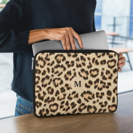 Housse Pour Ordinateur Portable Leopard en cuir Imprimer Motif Monogramme