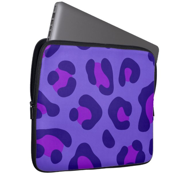 Housse Pour Ordinateur Portable "Leopard violet électrique" (Devant droit)