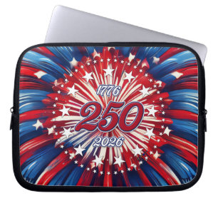 Housse Pour Ordinateur Portable Les 250 ans d'Amérique 1776-2026 Feux d'artifice R