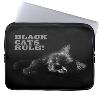 Housse Pour Ordinateur Portable Les chats noirs règnent - Endormi Bonjour obscurit