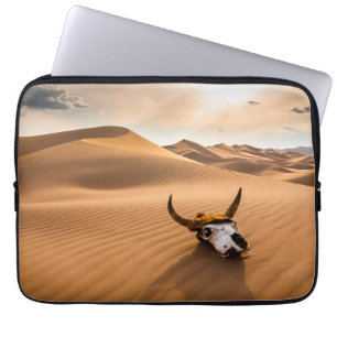 Housse Pour Ordinateur Portable Les déserts   Crâne de vache Dunes de sable ondulé