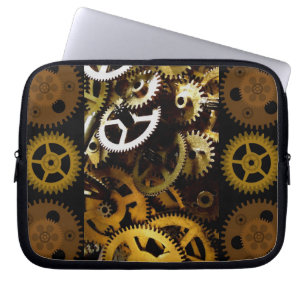 Housse Pour Ordinateur Portable Les rouages en laiton d'or embrayent la couverture