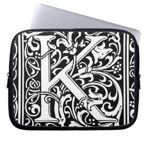 Housse Pour Ordinateur Portable Lettre K Monogramme médiéval Art Nouveau